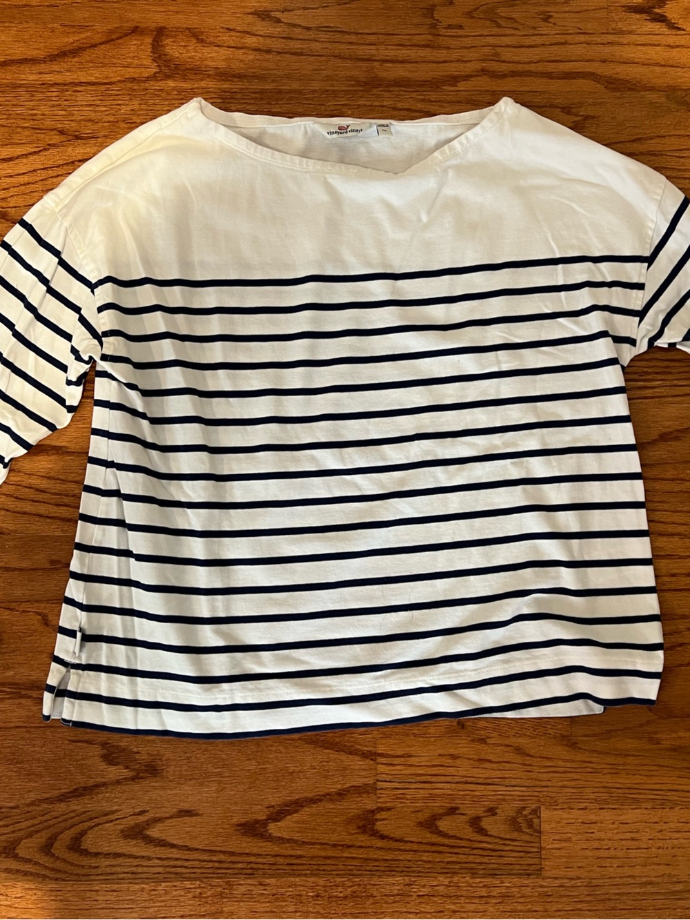 Vineyard Vines White & Navy Striped Long-Sleeve Tee